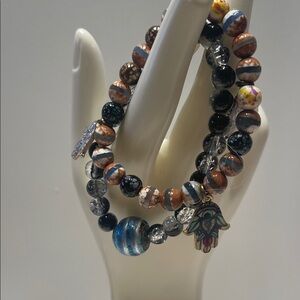 Handcrafted Beaded Bracelet with Hamsa Charm